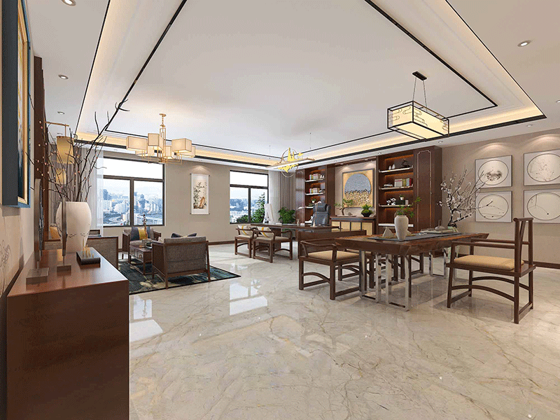 杭州1100方純中式辦公室裝修設計