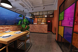 600方現代餐飲店裝修設計全景案例